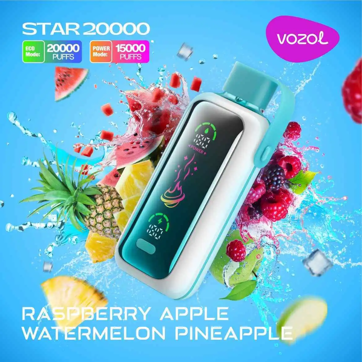 VOZOL-Star-20000-Puffs-Price-in-Dubai-RASPBERRY-APPLE-WATERMELON-PINEAPPLE